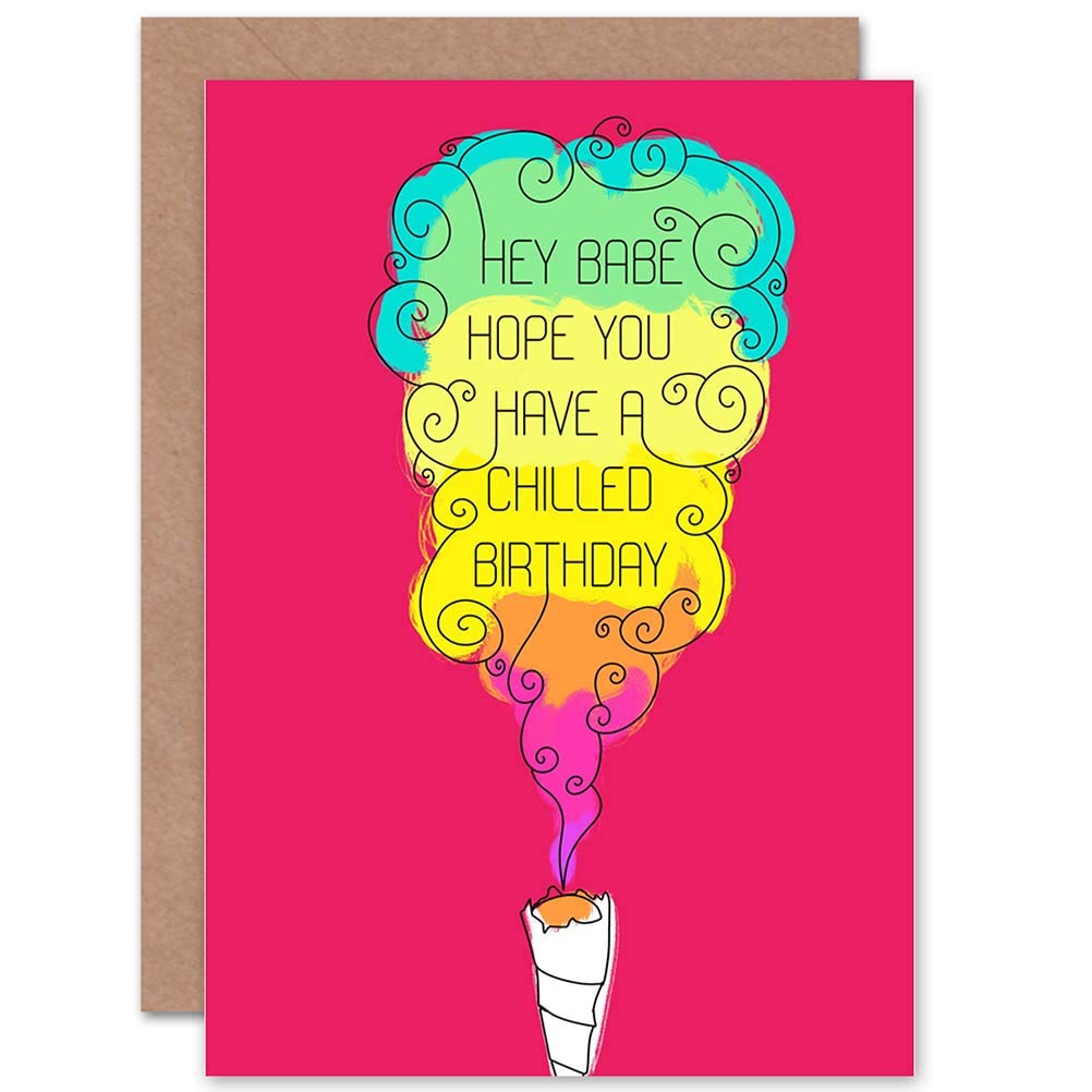 Wee Blue Coo Birthday Happy Fun Psychedelic Weed Spliff Marijuana Gift Sealed Greeting Card Plus Envelope Blank inside