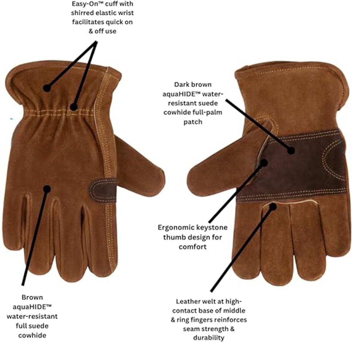 Guantes de trabajo de cuero, guantes para soldadura con varilla, guantes de seguridad de cuero resistentes al fuego/calor, protección de las manos contra el calor de soldadores y sopletes, para jard