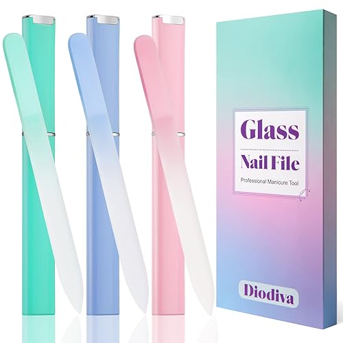 Glass Nail File 3 Pack for Natural Nails, Stocking Stuffers