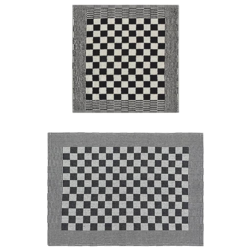 Mangloder 20 tlg Handtuch Set Schwarz Weiß aus Baumwolle, 10 Küchentücher 50 x 70 cm und 10 Gästetücher 50 x 50 cm, saugfähig für Haushalt, Bad, Sauna, Strand, Reise