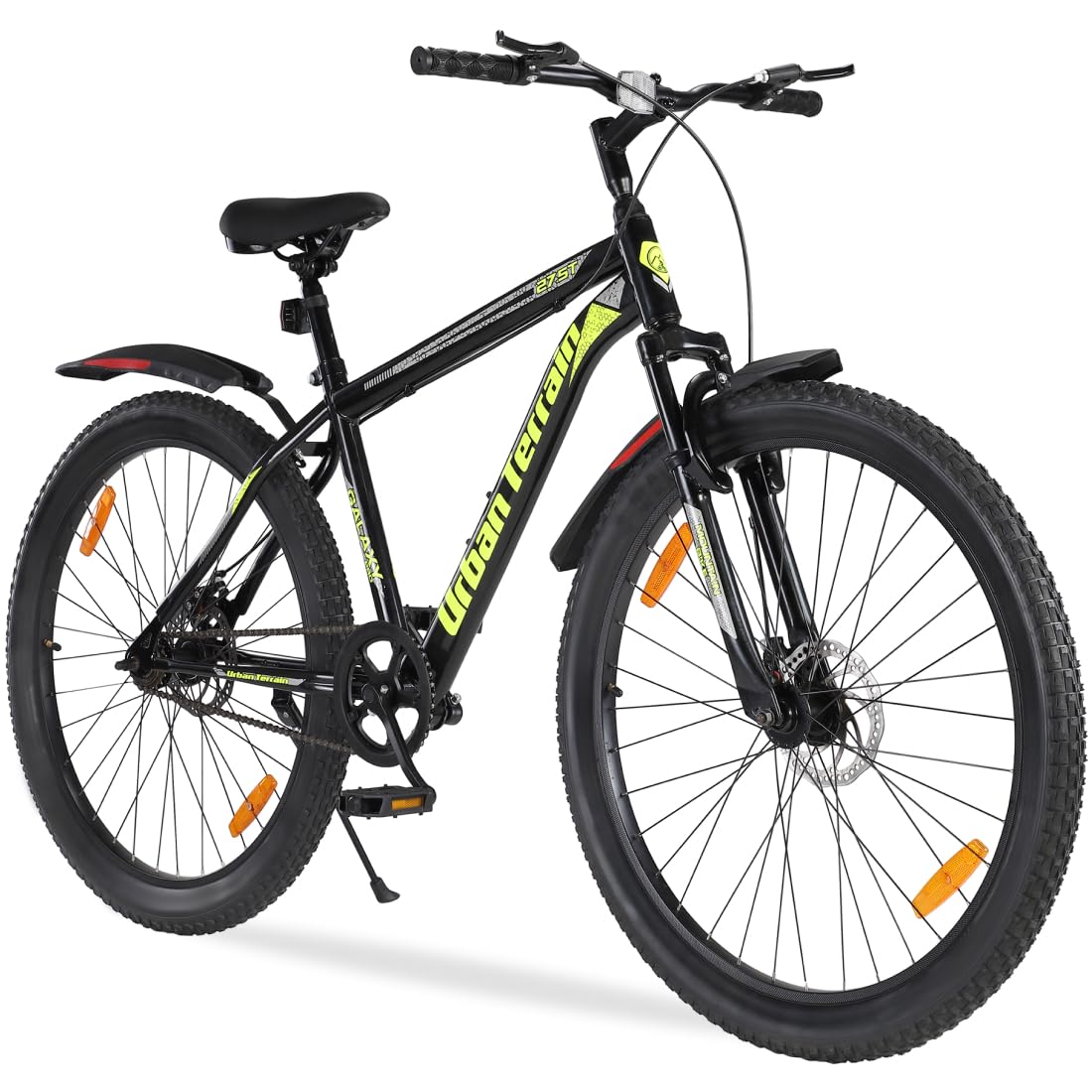 Urban Terrain Galaxy Pro High Performance Steel Mountain Cycles for Men with Front Suspension & Dual Disc Brake MTB Bike 27.5T Single Speed | Ideal for 15+ Years, Unisex, Frame Size : 17 inch, Green (B0CVL5V7PZ) Amazon Price History, Amazon Price Tracker