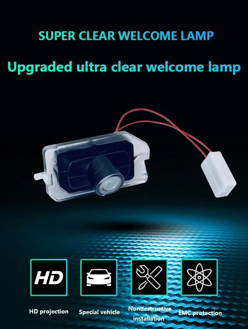 Side Mirror LED Puddle Light with Logo Projector for Mercedes-Benz C-Class W205 E-Class W213 S-Class W222 A-Class W177 CLS C257 V-Class W447 GLC X253, 2-Pack (Star + Lettering)