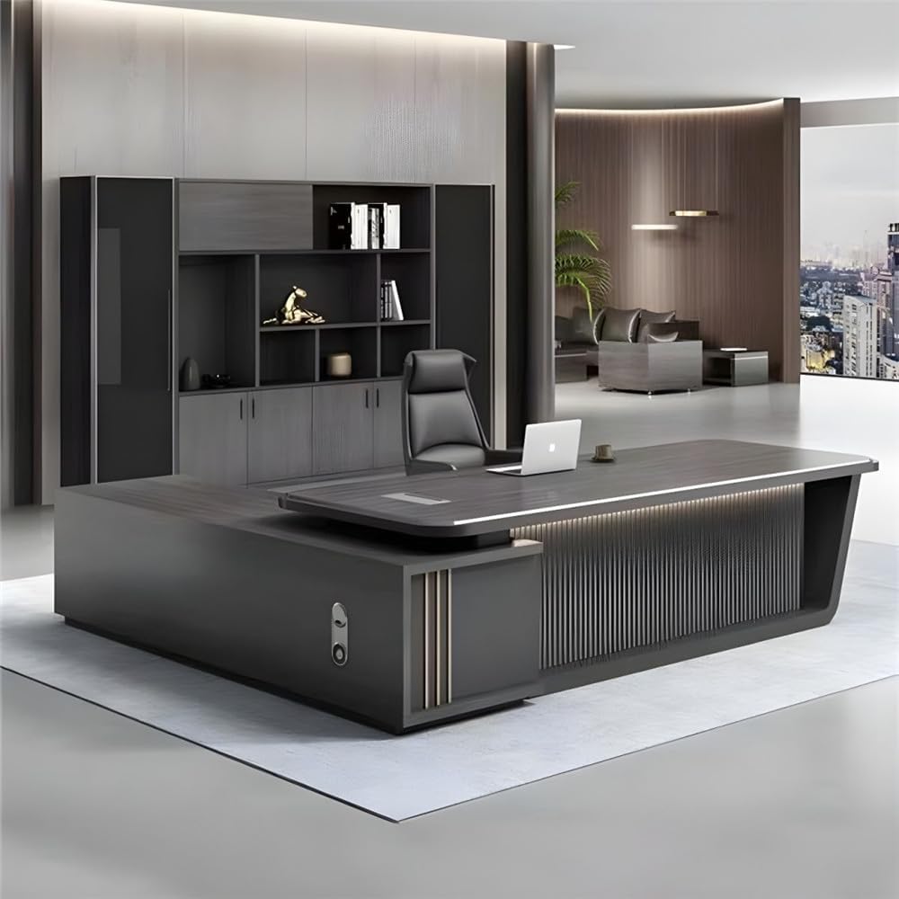 NIUYAO LShape Executive Desk Computer Desk with 2Drawers