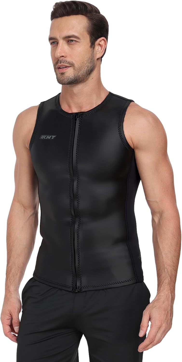 KMT Wetsuit Vest Men, Sleeveless Wetsuits Upgrade CR Neoprene 2mm Wet Suit for Water Sports Kayaking Swimming Surfing Snorkeling Diving