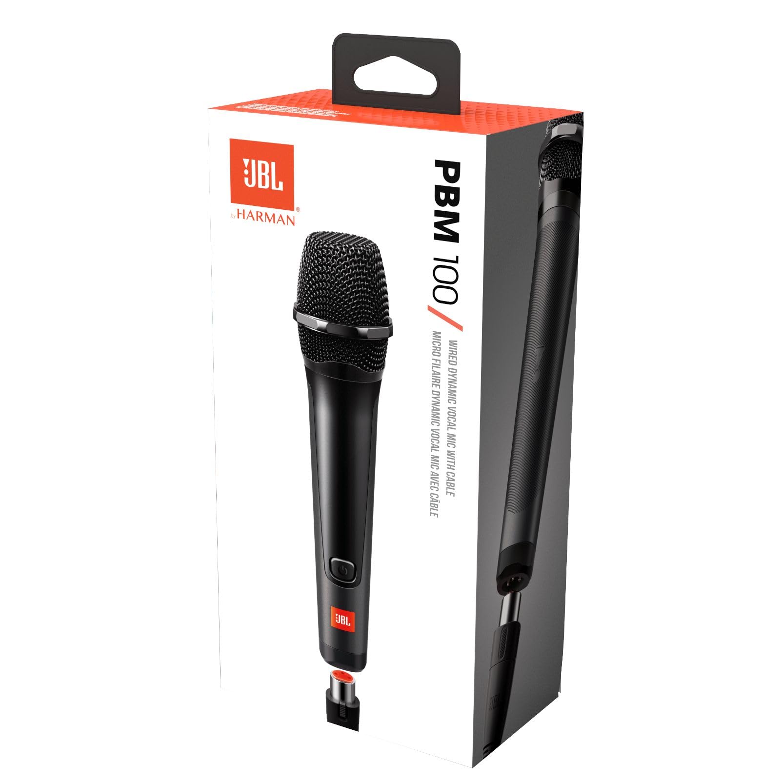 JBL PBM100 Microfono Dinamico Cardioide con Filo, per Voce, Canto, Karaoke, Compatibile con Altoparlanti JBL PartyBox , Alta Qualità, Cavo Jack 6,3 mm e Adattatore 3,5 mm, Nero