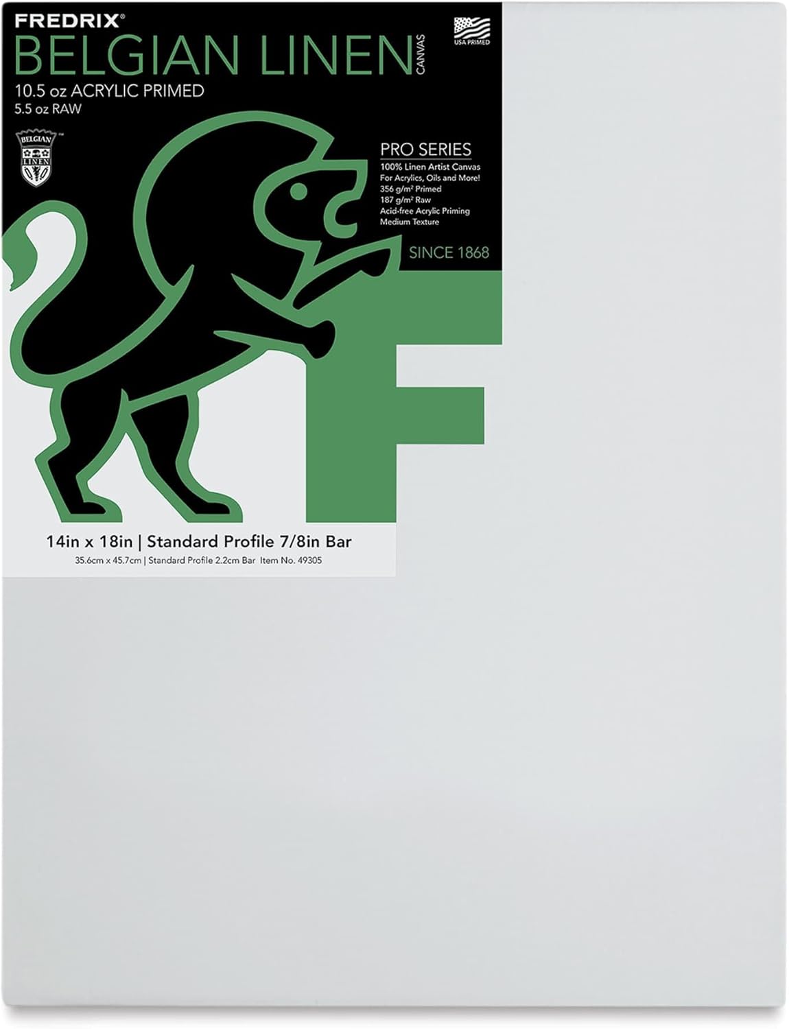 Fredrix Pro Belgian Linen Pre-Stretched Canvas 14 in. x 18 in. Each