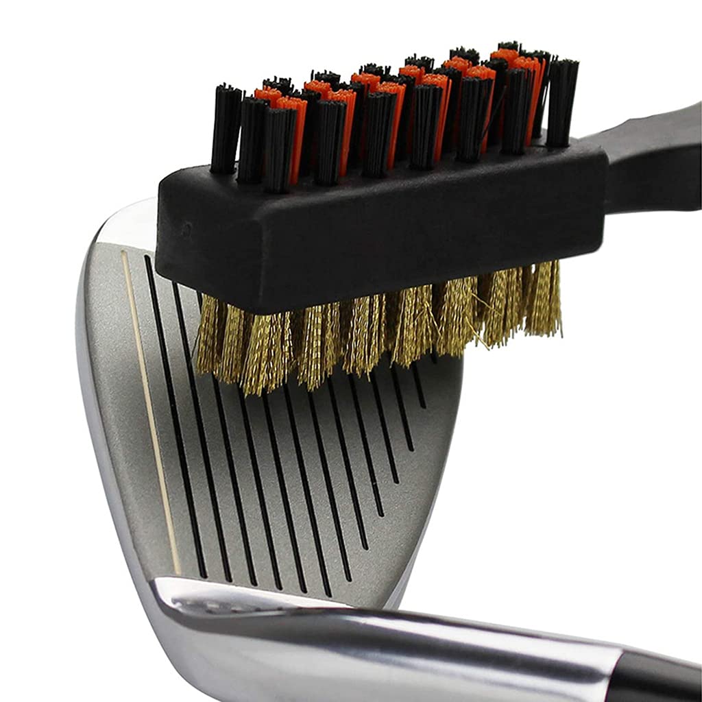 Double Side Golf Brass + Nylon Club for Head Cleaner Brush Cleaning Tool Kit with Hanger Accessories&pr