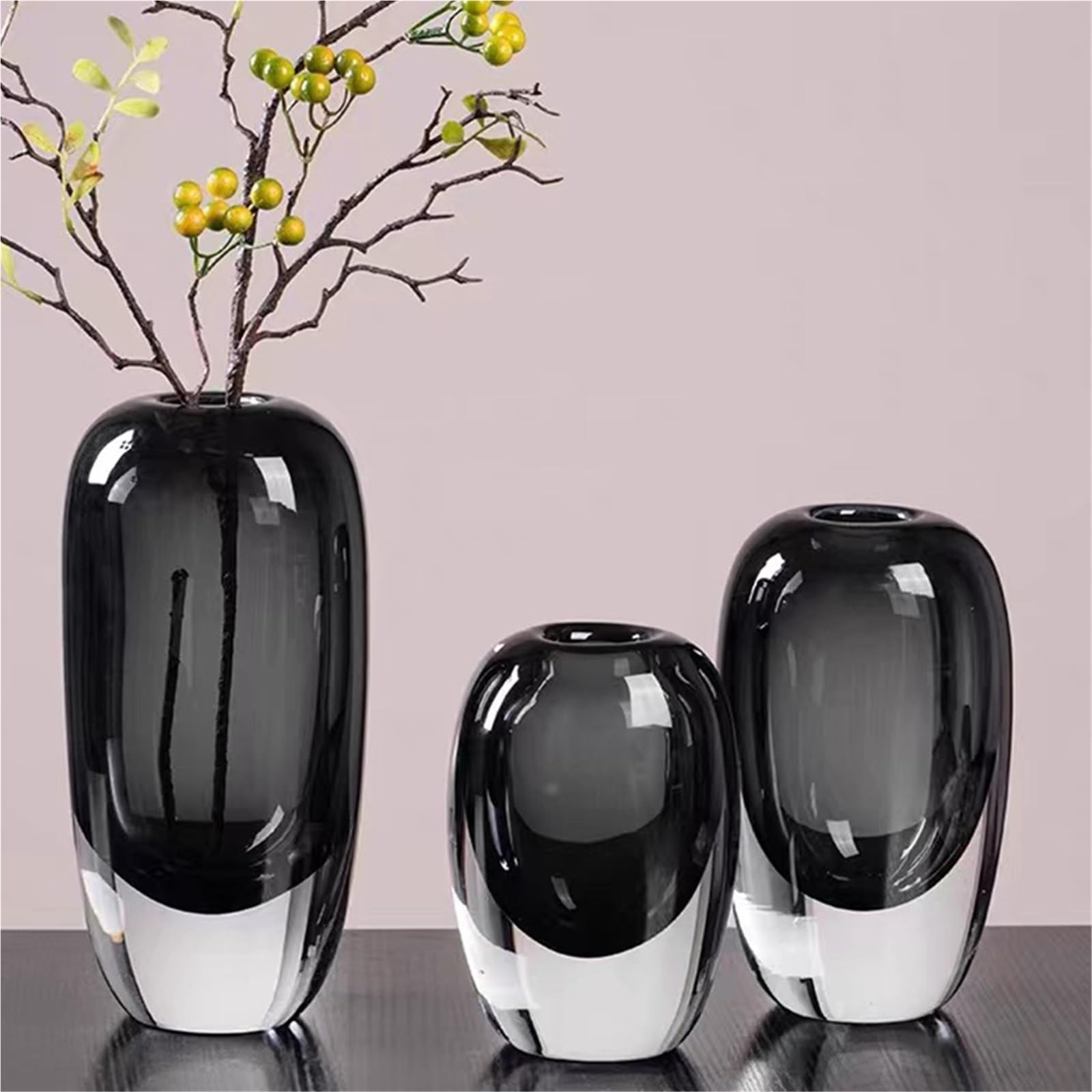Vase Hydroponique Verre Vase hydroponique en Verre Transparent, Fleur Cristal, décoration de pièce intérieure Moderne, Vases décoratifs for Table Salon(Grey S)
