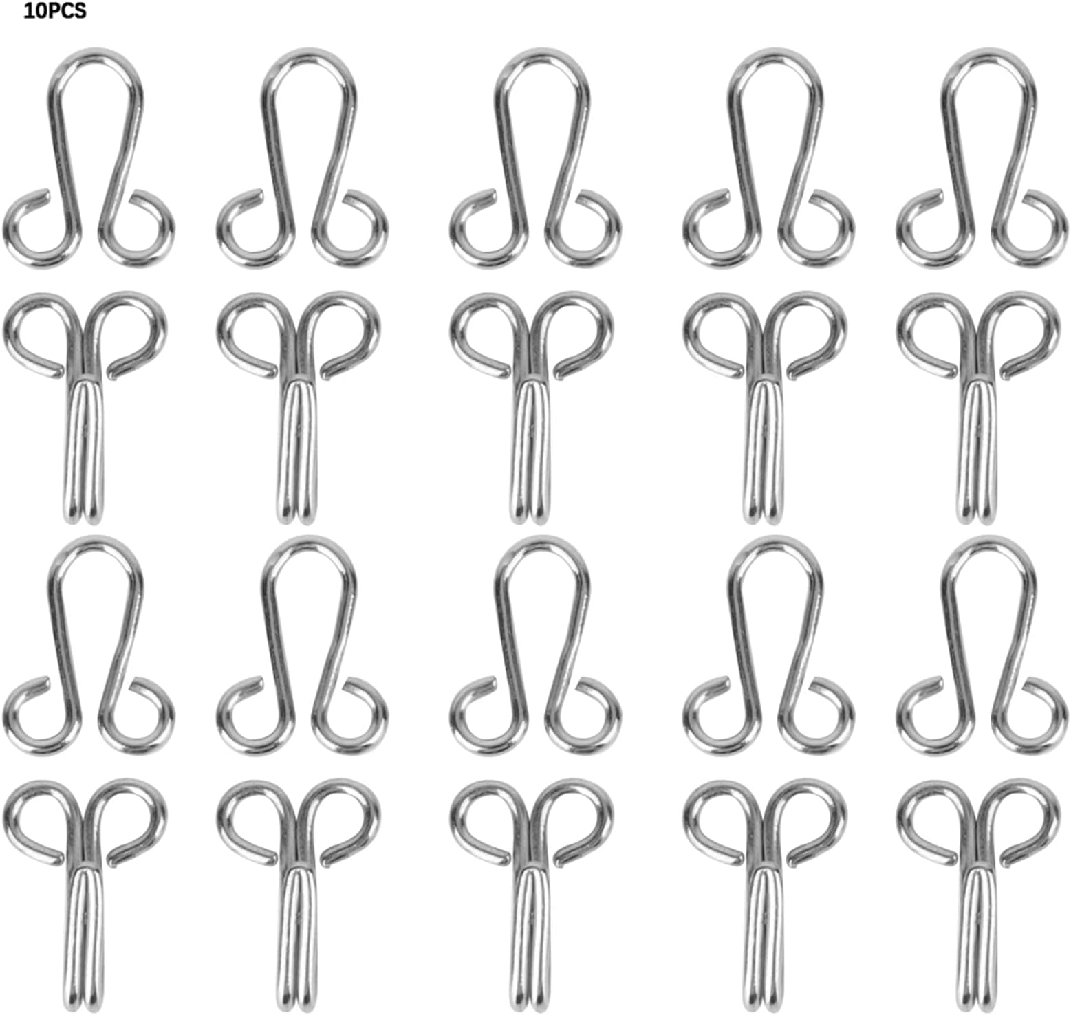 10 Pairs Sewing Hooks and Eyes Closure, Iron Fur Coat Hook Fasteners for Bra Clasp Clothing Trousers Skirt