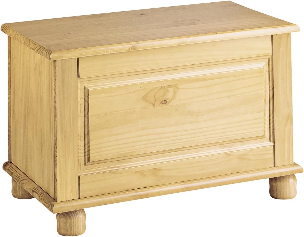 Baul de Madera Maciza de Pino, con puerta abatible, serie Canet. Medidas: 46x70x39 cm (AltoxAnchoXfondo), (Miel)