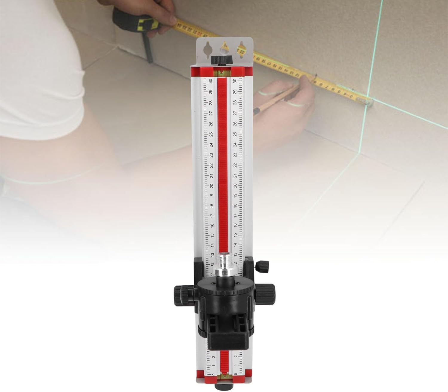 Level Holder Wall Mount Bracket Clear Scale Adjustable Height Leveling Tool for Construction Drywall and Tile Installation