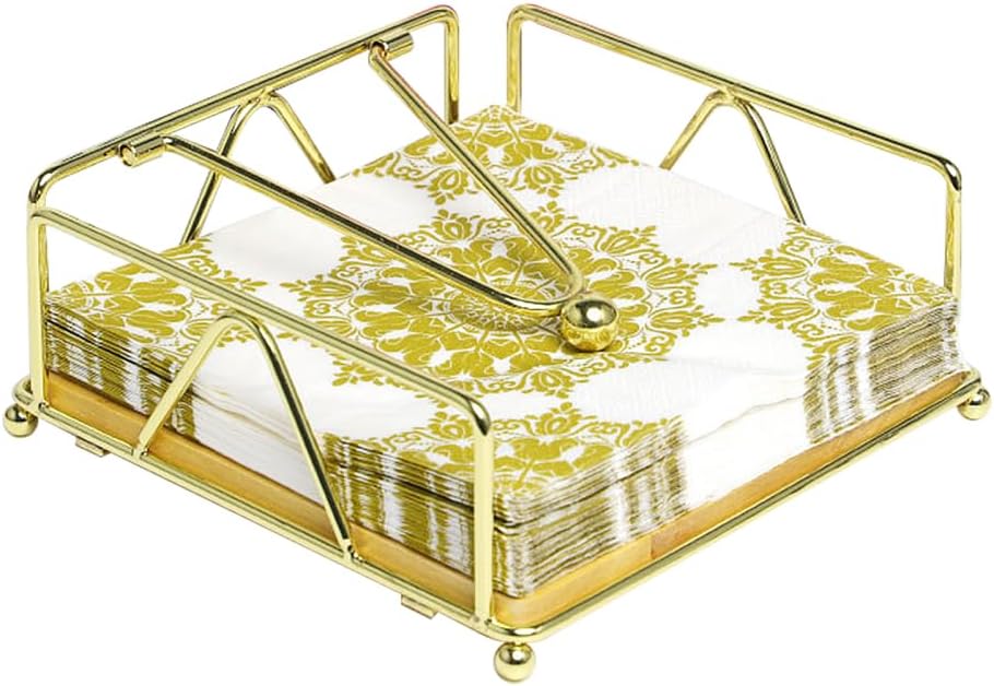 Table Napkin Holder, Flat Napkin Dispenser Square Napkin Storage with Weighted Arm for Kitchen Restaurant Hotel Bar