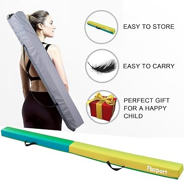 FBSPORT Folding Balance Beam, 6FT/8FT Gymnastics Floor Beam