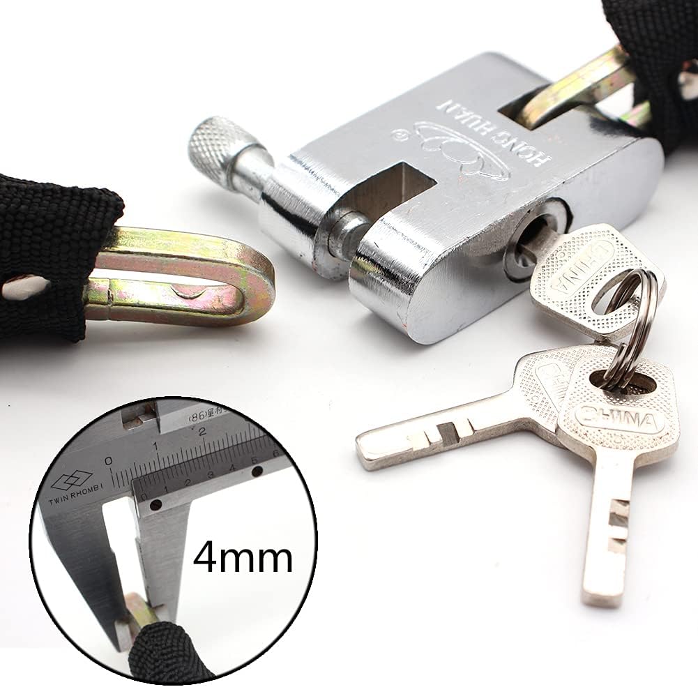 WANLIAN Heavy Duty Motorcycle Chain Lock, 4.3 FT, Black, Anti-Drill, Scratch-Resistant, Portable, Key Lock