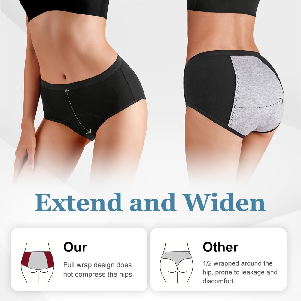 Lot de 5 Culottes Anti-Fuite Femmes Taille Haute Culotte D'incontinence Urinaire pour Flux Abondant & Sport - Coton Doux Respirant Antibactérien - Lavables Invisibles sous Vêtements,N15,S