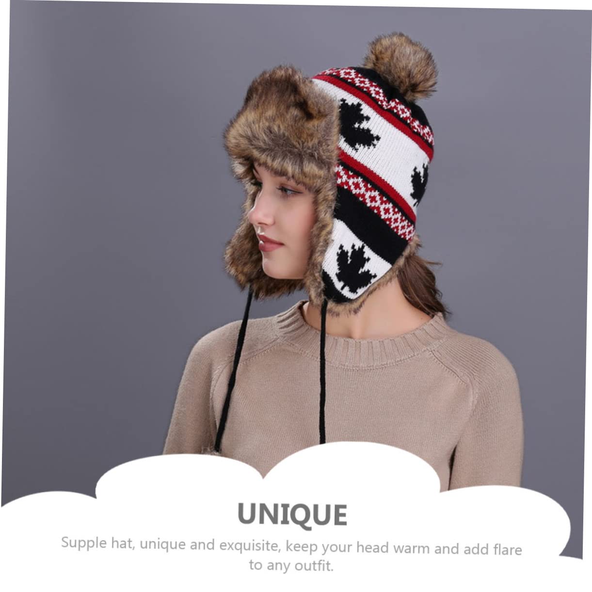 PACKOVE 3piezas Gorro De Lana para Frío Gorro De Punto Orejeras Sombrero Cálido y Elegante para Actividades Al Aire Otoño