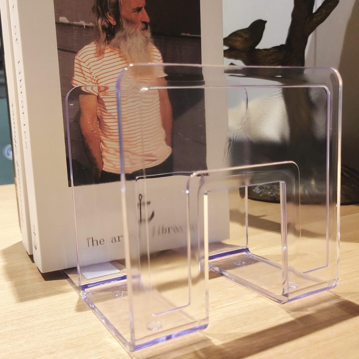 LUGUNU Acrylic Clear Purse Divider Organizer Clear Desk File Sorter Divider Mesh Folder Closet Shelf Storage Office Supplies Stand Holder Bookshelf (2 Pack of 3 Sections) - Image 6