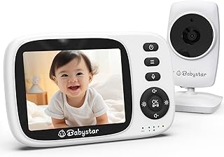 Liste de naissance high-tech Babystar Babyphone avec caméra pour bébé, écran de 3,2", babyphone sans Wi-FI, Audio bidir