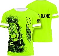 Vista 10 de Matedecor Camisa de Alta Visibilidad con Cráneo para Hombre, Camisas Reflectantes de Seguridad con Bandera de EE. UU., Nombre Personalizado