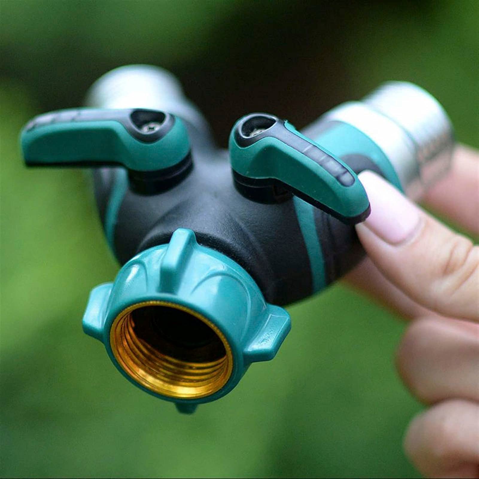 Regentonne Wasserhahn Außenhahn Schlauchverteiler, Wasserhahnanschluss, Garten, 2-Wege-Verteiler, Wasserfluss, Zinklegierung, Y-Schlauchverteiler, Anschluss, regulierbar, praktisch, Wasserhahn, Garten