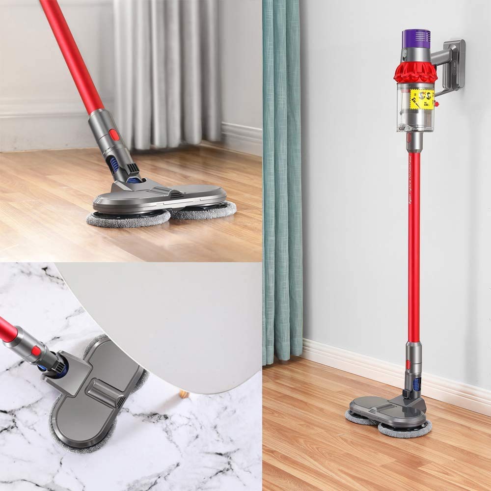 Mop Head,Cabezal de escoba eléctrica húmeda y seca para Dyson V11 V10 V8 V7 Serie Aspiradora sin hilos, recambio de cepillo de suelo para parque/suelos duro,,2 paño lavable