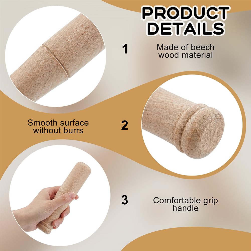 OLYCRAFT 5Pcs 6.6 Inch Wooden Carving Mallet Hammer Small Beech Wooden Hammer 3.9-Ounce Woodworking Mallet Hammers Solid Beechwood Hammers Hand Tool for Carving and Punching DIY Crafts
