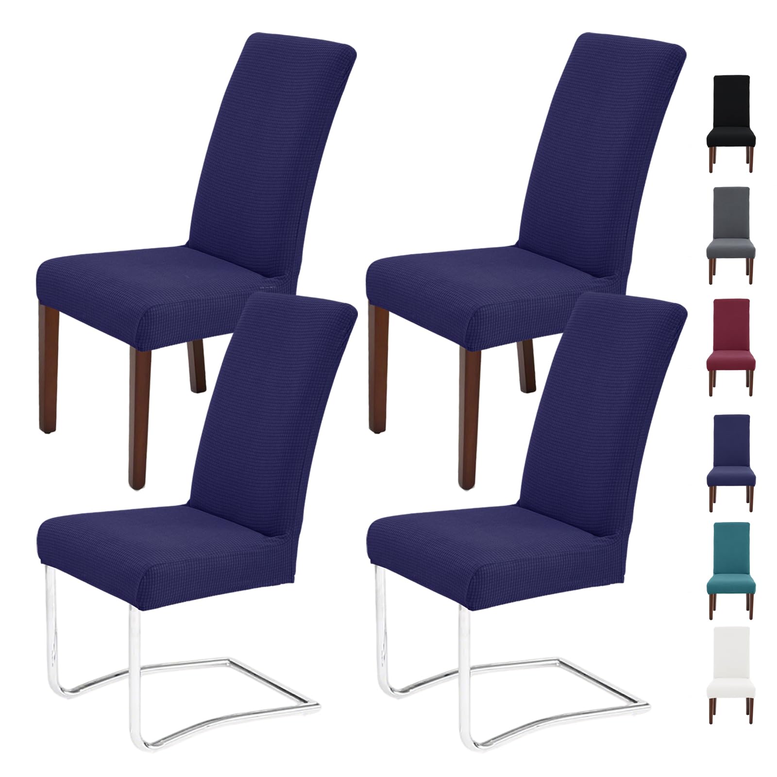 Litrue Dining Chair Covers Set of 4, Chair Cover Slipcovers Removable Washable Chair Protector Seat Covers for Dining Room, Kitchen, Restaurant and Hotel(Navy Blue)