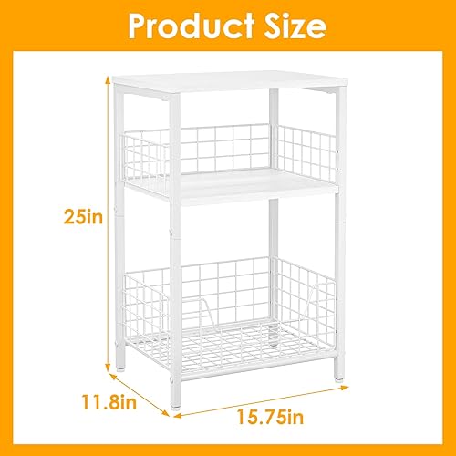 Miniatura 2 de X-cosrack Mesa Auxiliar, Mesa Lateral Pequeña con Almacenamiento, Mesita de Noche de 3 Niveles para Sala de Estar, Dormitorio, Espacios Pequeños,