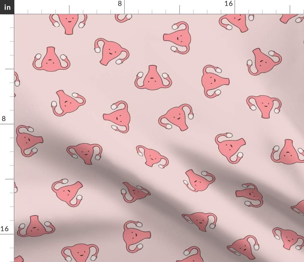 Spoonflower Fabric - Happy Uterus Pink Large Rose Blood Woman Female Anatomy Womb Printed on Petal Signature Cotton Fabric by The Yard - Sewing Quilting Apparel Crafts Decor