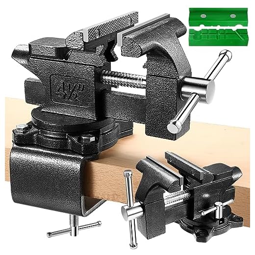 Bench Vise, 4-1/2" Table Vise For Workbench,2-in-1 Multi-Purpose Heavy Duty Bench Vice With Multifunctional Soft Jaws, 270° Swivel Base Home Vise for Woodworking,Home Workshop,Welding and DIY