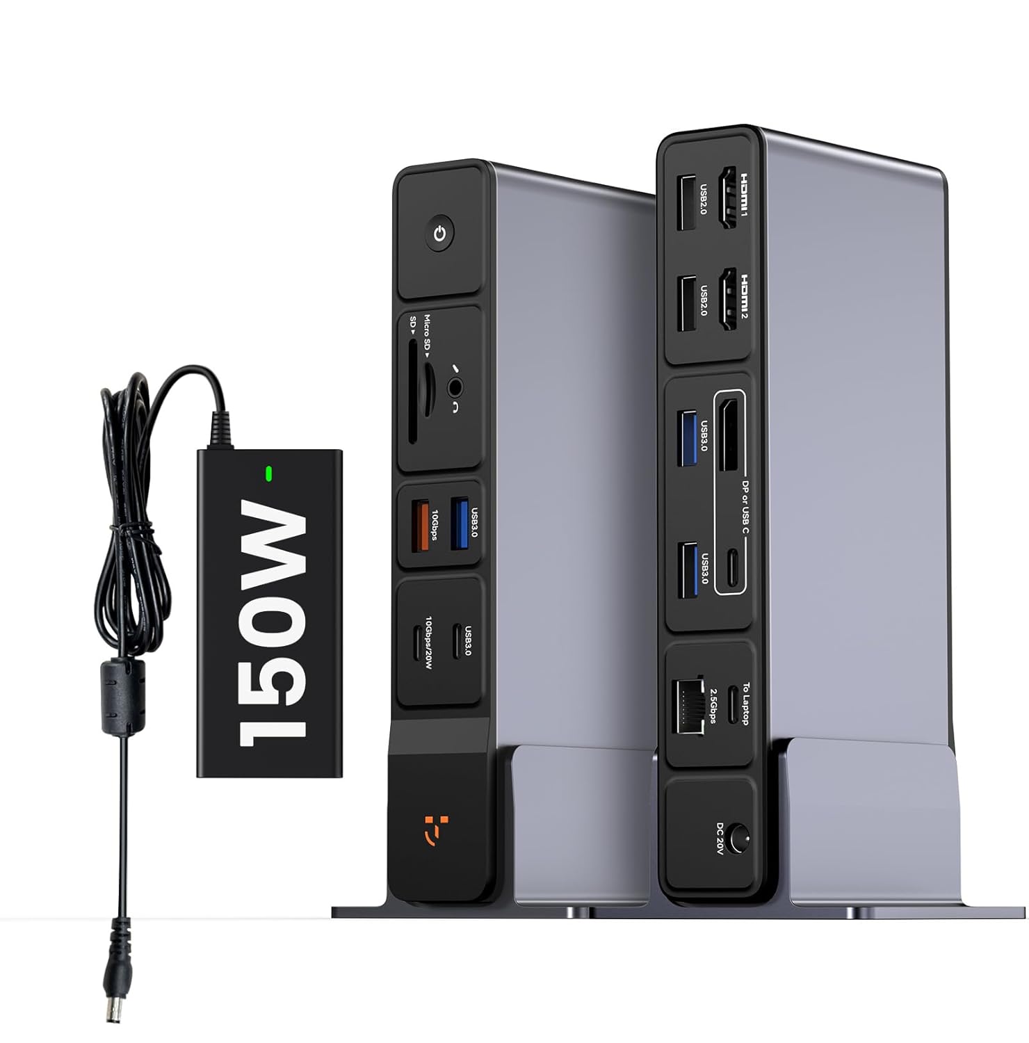 TobenONE USB C Docking Station 3 Monitors 18-in-1 Triple 4K Display 150W Power Adapter with 20W Fast Charging