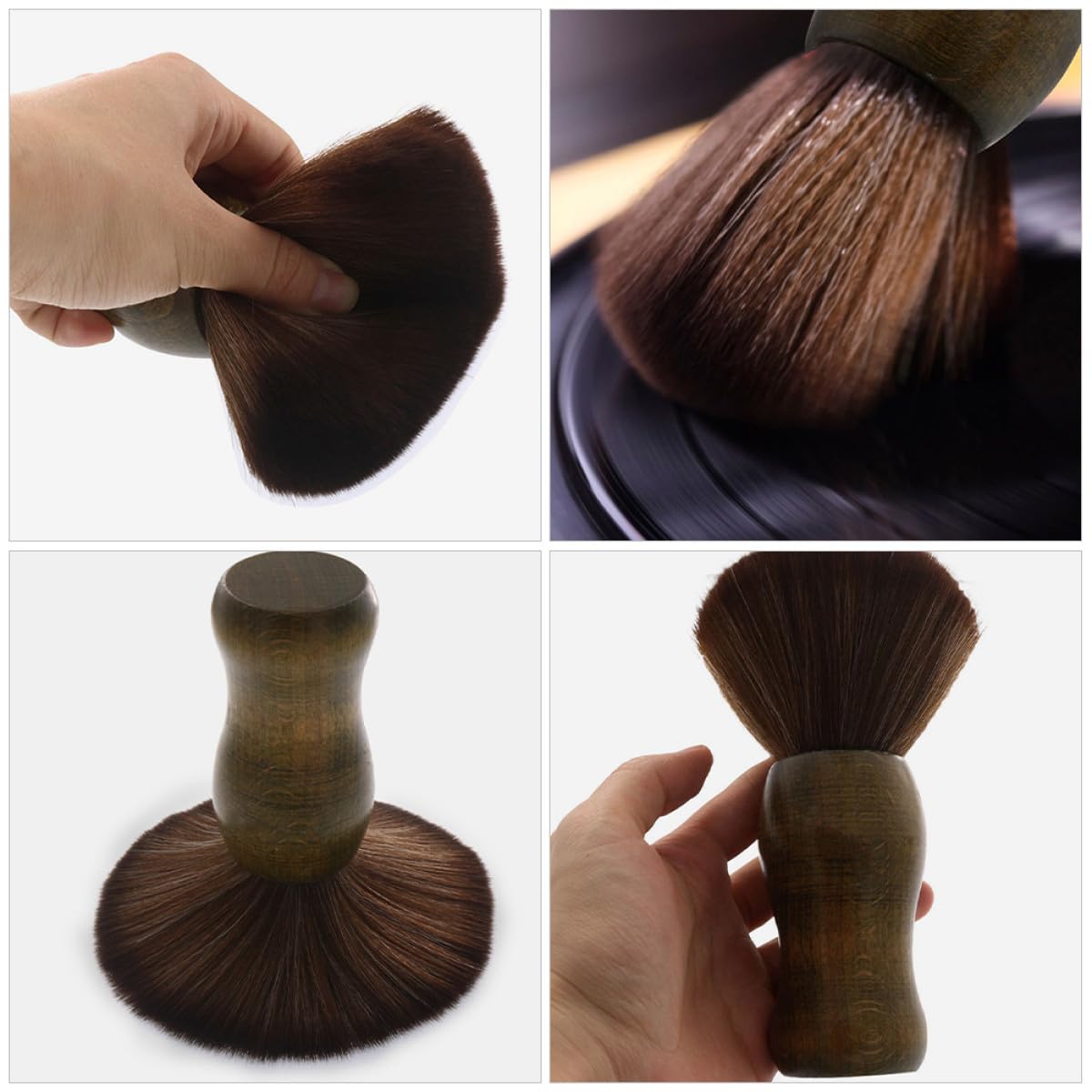 Spazzola Pulizia Dischi Vinile 2 Pezzi Manico in Legno | Set per Giradischi e Puntina, Setole Morbide Anti-statiche, per Manutenzione Professionale e Intrattenimento Domestico