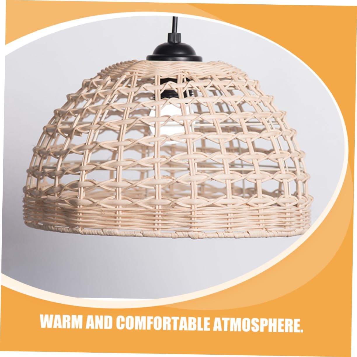 DOITOOL Rustic Woven Pendant Lamp Shade Handcrafted Rattan Chandelier Lampshade for Living Decor
