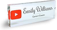 Vista 25 de Placa de Nombre de Escritorio de Acrílico Transparente Grueso Personalizada de 8x3" con Logo Personalizado - Decoración Profesional de Oficina