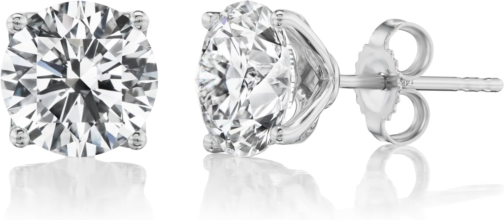 - 1/2 to 4 Carat Lab Grown Diamond Round Stud Earrings for Women in 14K Gold (D-E-F/G-H, VS1-VS2, 0.50 to 4.00 cttw) 4-Prong Brilliant Cut Diamond Push Back or Screw Back Studs