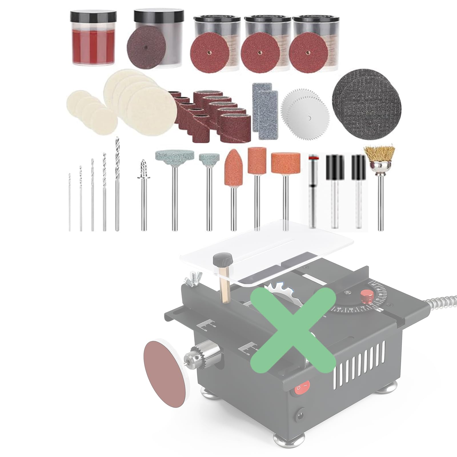 Mini Small Multi-Functional Table-Saw - Portable Crafts Table Saw Speed Angle Cutting Depth Adjustable Cutting Sanding Engraving for Wood Acrylic PCB Plastic (Flexible Shaft Accessories)