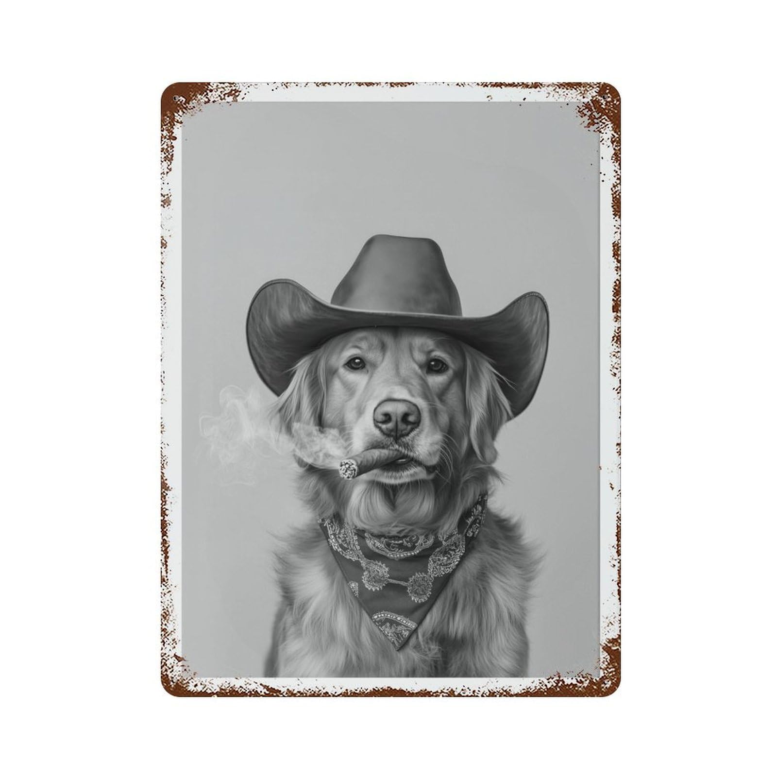 xiaoxiaoshen Golden Retriever Cowboy Western Dog Vintage Wall Decor Art Metal Tin Poster Modern Home Decor Art Home Bar Shop Decorations Vintage Sign 40x30cm