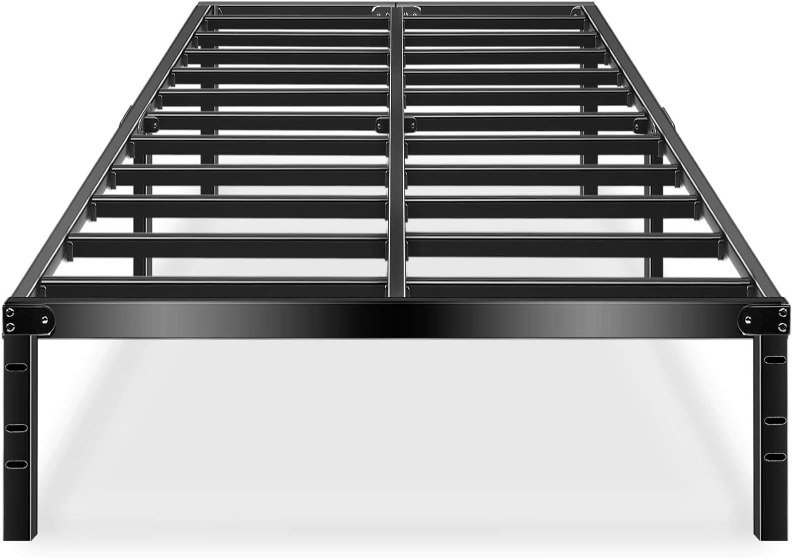 Black Queen Bed Frame Metal No Box Spring Needed 14 Inch Platform Heavy Duty Beds Frames with Storage, BQ