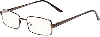 Readers Readers.com Reading Glasses: The Dash Computer, Metal Rectangle Style for Men and Women - Bronze, 1.00