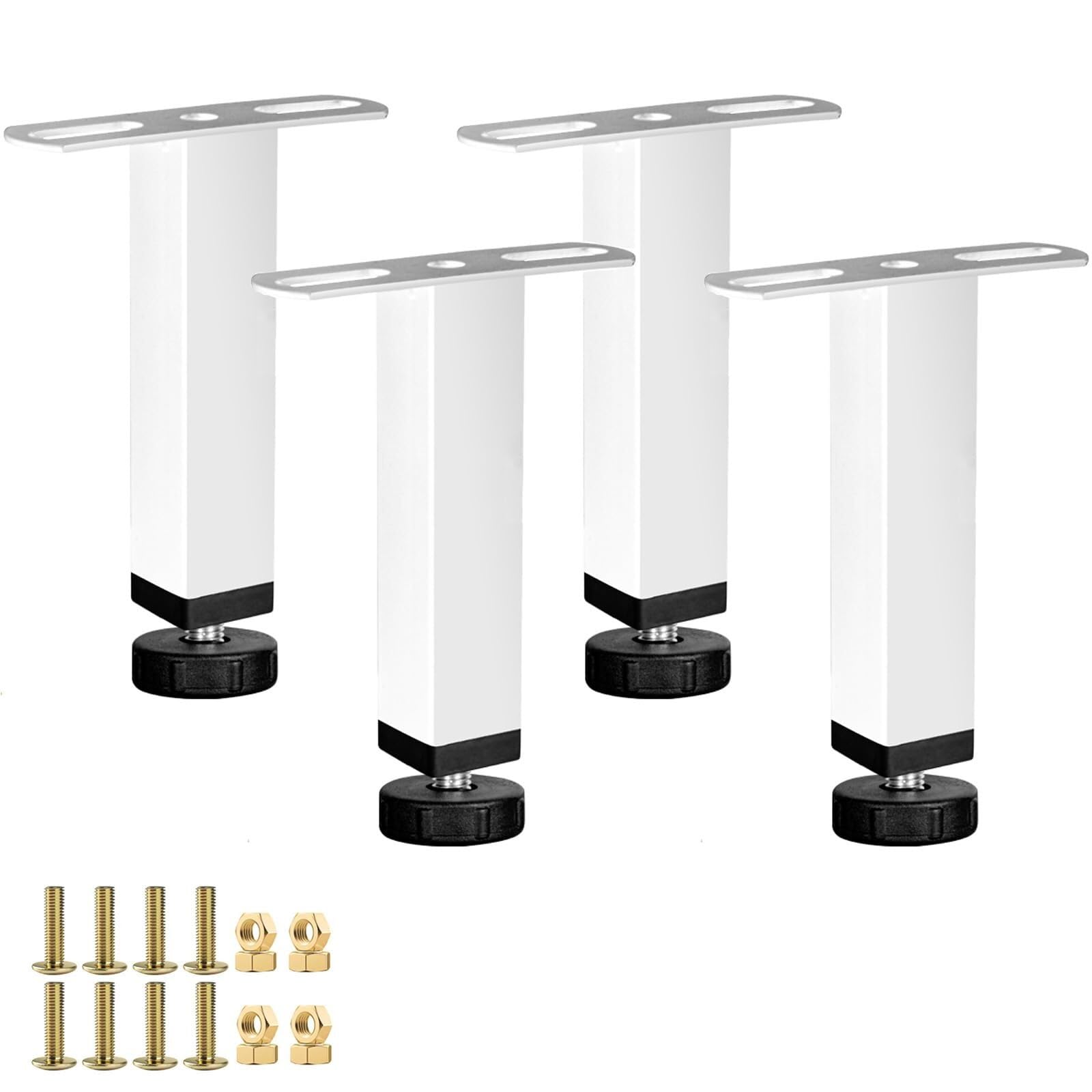 UYHBCNQD 4Pcs Furniture Legs Set Sofa Replacement Legs Adjustable Dresser Feet Extenders Metal Table Leg Support Legs Parts with Screws(Wei�,15cm-17cm)