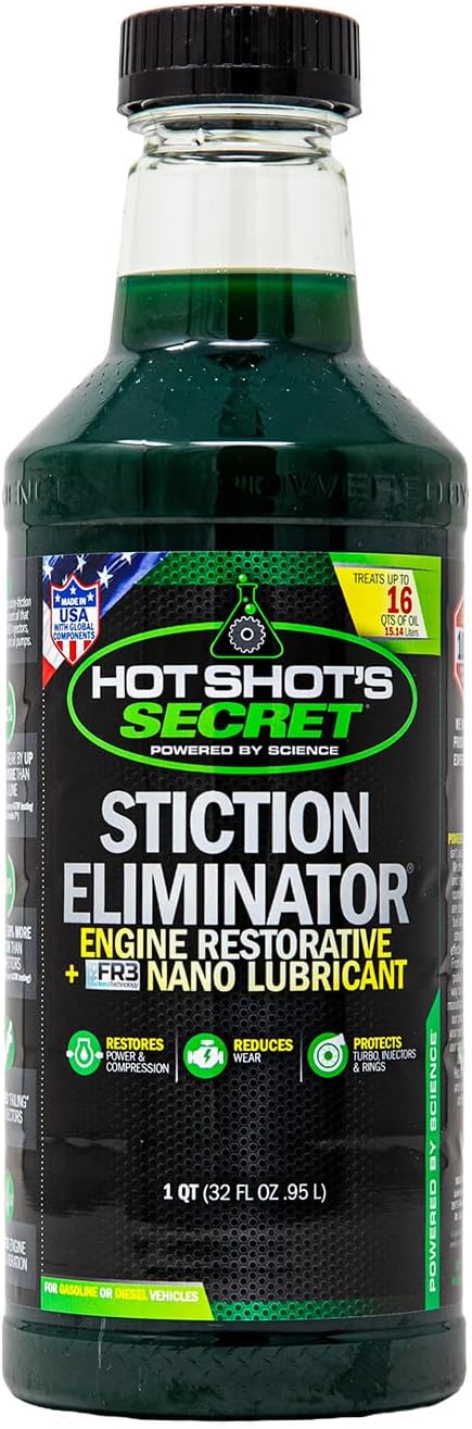 Hot Shotโs Secret Original Stiction Eliminator 32 oz โ Treats 16 Quarts of Oil โ Oil Additive for Gas & Diesel Engines, Reduces Wear, Restores Power, Protects Injectors, Eliminates Injector Stiction