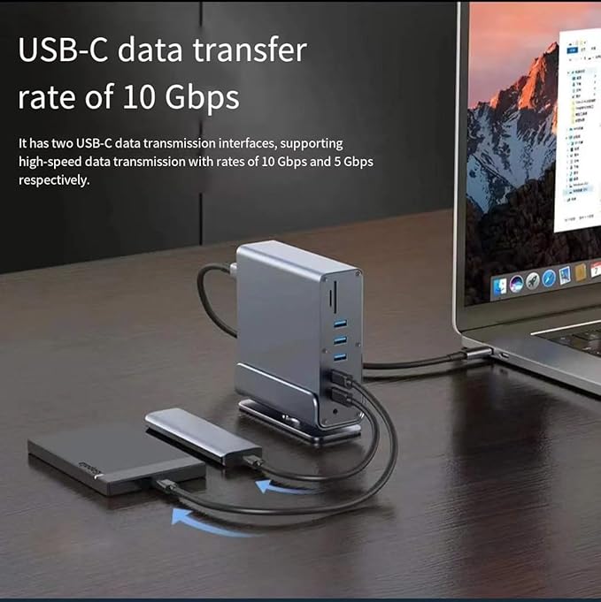 Docking Station USB C 15 en 1 para Dell XPS, 2 HDMI 4K, DP, RJ45 miniatura 6