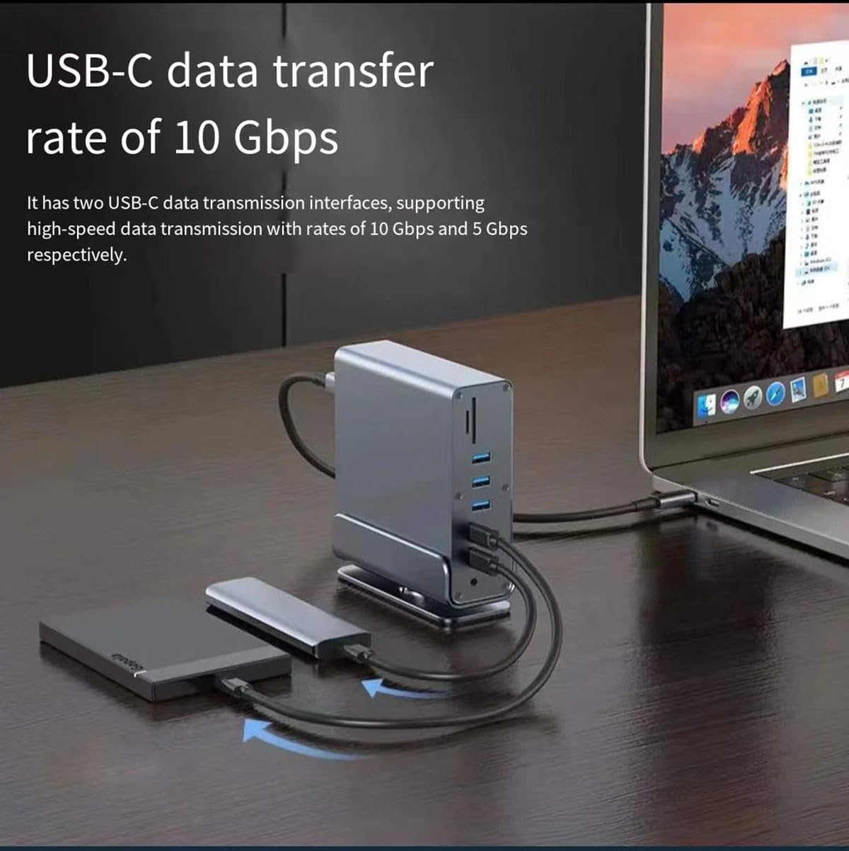 Dockingstation für HP Omen 17 16 15 15t Transcend 14 16 MAX 16 Victus 15 16 Gaming Laptop, 15-in-1 USB C mit 360 ° drehbarer Basis, 2 x 4K HDMI und 1 x DP, 10 Gbit/s USB-Port-Übertragung, RJ45, Audio