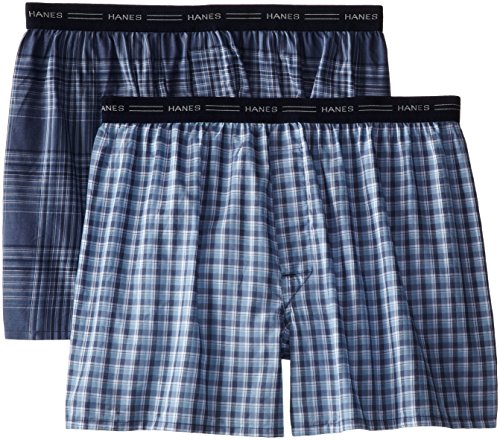 Hanes Men's 2-Pack Exposed Waistband Woven Boxers