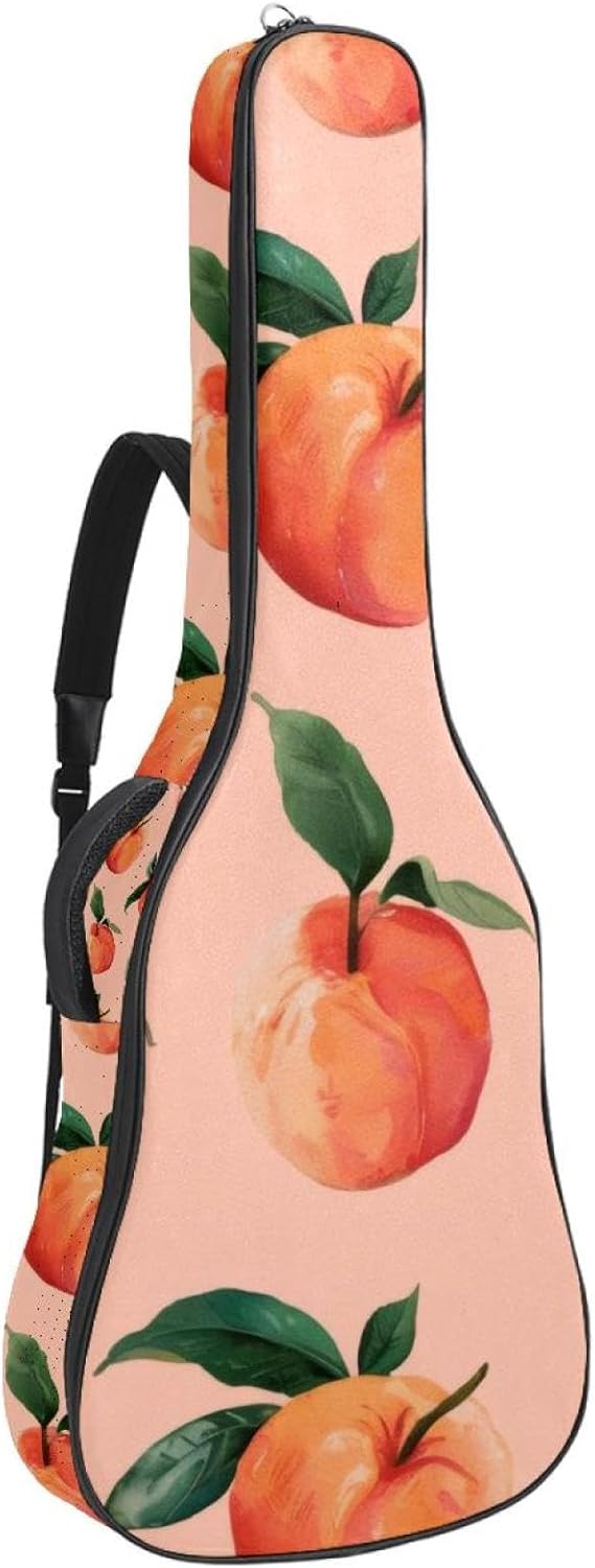 40 41 42 Inch Guitar Bags, Waterproof Padded Acoustic Guitar Case Backpack with Adjustable Shoulder Strap & Pockets, Peach Pattern