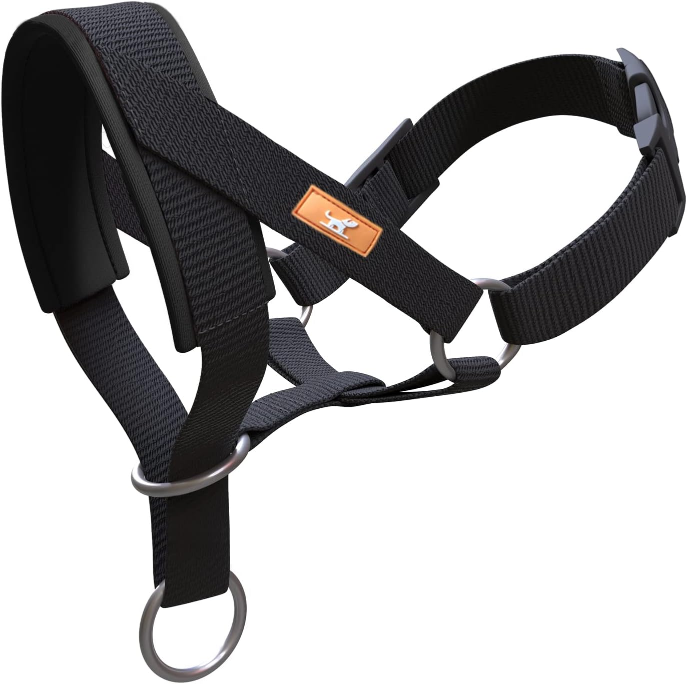 wintchuk Dog Head Collar, Fabric Padded Head Collar for Dogs to Prevent Pulling, Adjustable Dog Head Harness (M, Black)