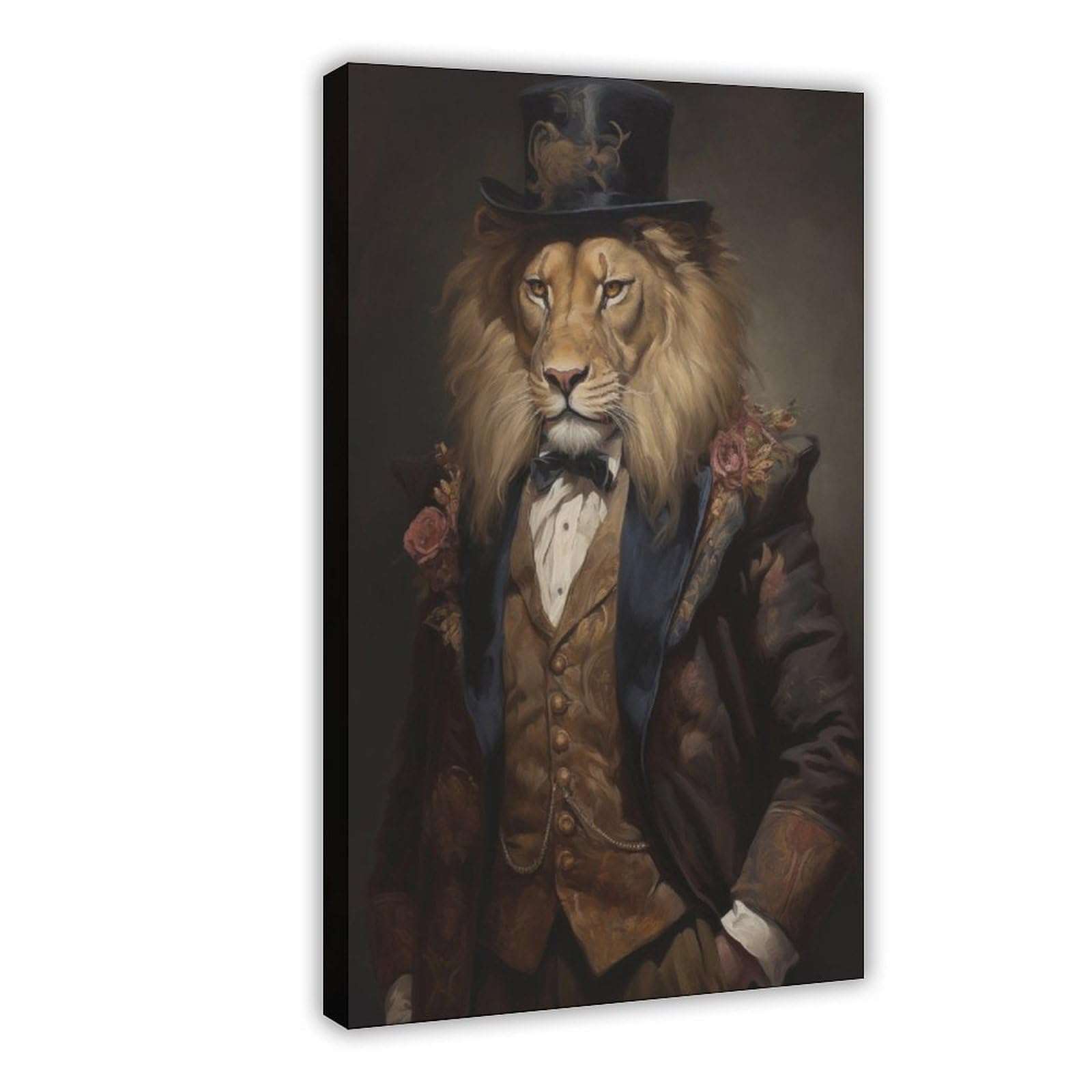 Pyberon Frame-Style A Lion Wearing Clothes Canvas Poster For Dorm Room Decor Gift