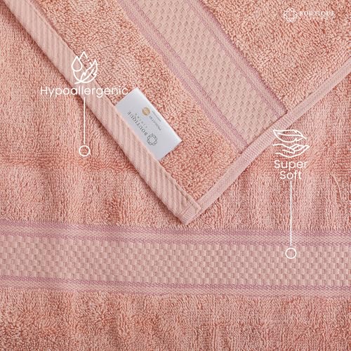 Image of BOUTIQUE LIVING Nature Bouquet (Rose Fragrance) 100% Cotton 525 GSM Pink Hand Towels - Pack of 2