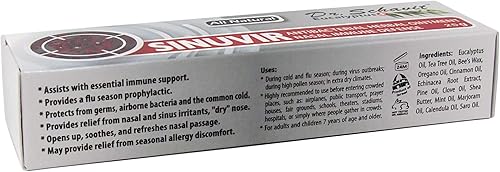 Miniatura 3 de Eucalyptus+ SINUVIR - Pomada nasal a base de hierbas para defensa inmunológica. Bálsamo hidratante natural para aliviar el dolor de nariz seca,