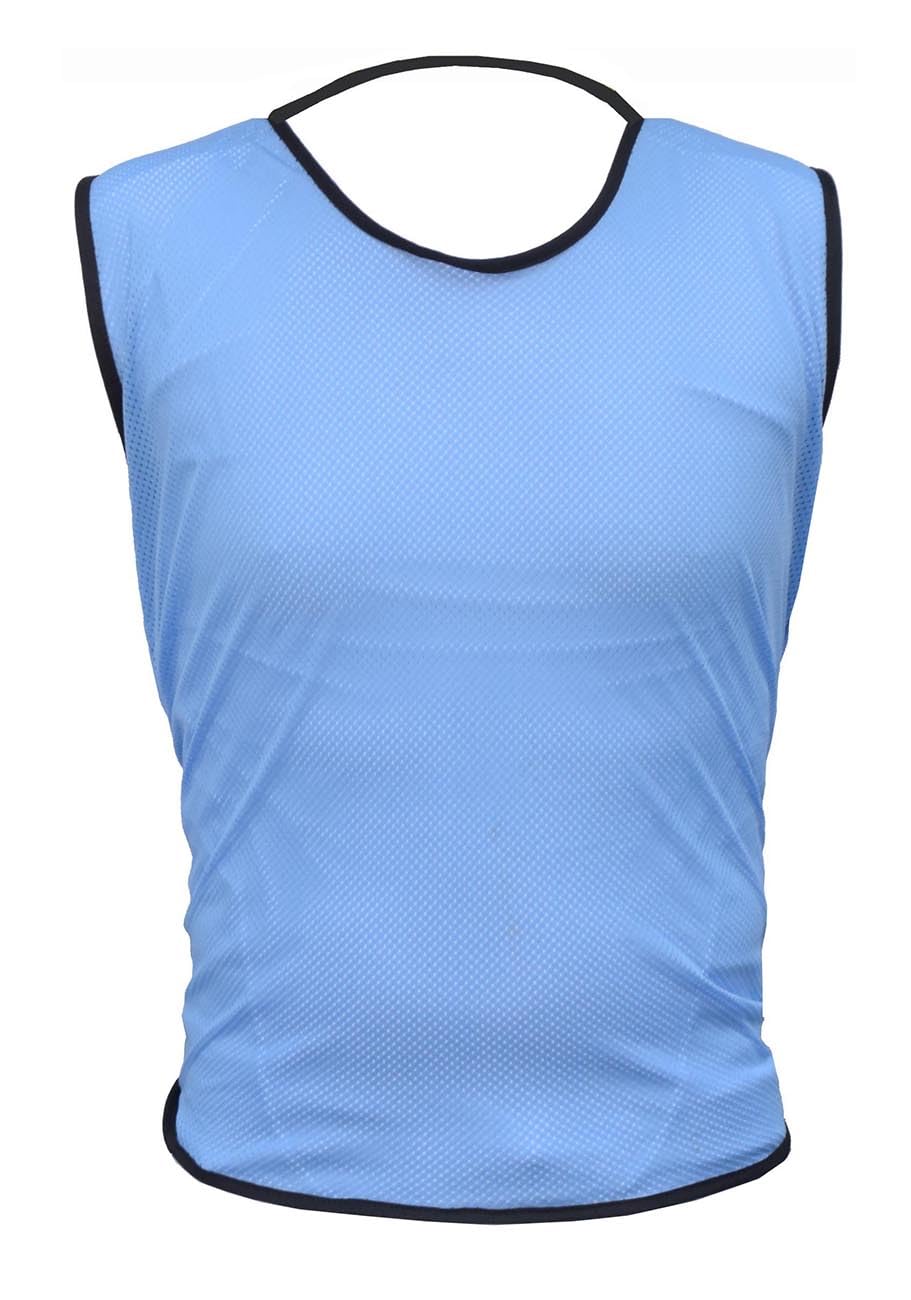 1 X Single Sports Training Bibs Football Rugby Hockey Netball Cricket Volleyball Vests Soccer Sports Club (7 Sizes 13 colours) (Adult (Large - XL), Sky)